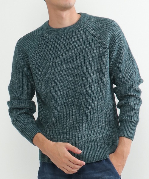 ikka(イッカ)の「【洗える/抗菌防臭】抗菌畦クル-ネックニット(ニット/セーター・メンズ・グレー/オレンジ/グリーン/ネイビー・S/M/L/XL)」の1枚目の写真