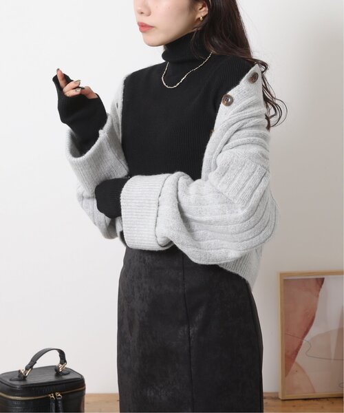 RAY CASSIN（レイカズン）の「リブプチハイネック指開きプルオーバー（ニット/セーター・レディース・キナリ/ブラック/オフホワイト/ピンク・FREE）」の5枚目の写真