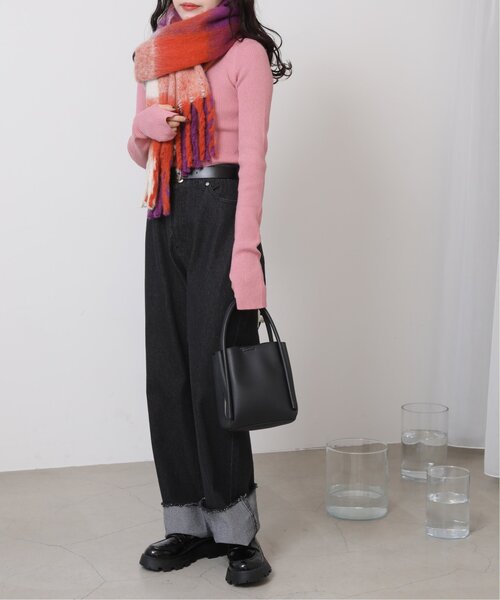 RAY CASSIN（レイカズン）の「リブプチハイネック指開きプルオーバー（ニット/セーター・レディース・キナリ/ブラック/オフホワイト/ピンク・FREE）」の14枚目の写真