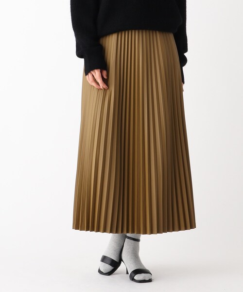 OPAQUE.CLIP（オペークドットクリップ）の「◆シンセティックレザー プリーツスカート（スカート・レディース・ブラック/イエロー/ブラウン系その他・38/36）」の3枚目の写真