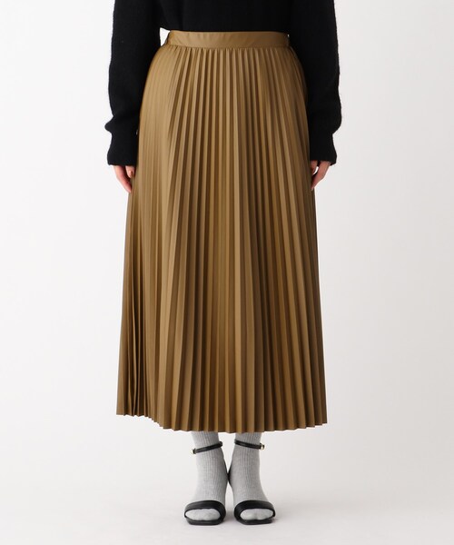 OPAQUE.CLIP（オペークドットクリップ）の「◆シンセティックレザー プリーツスカート（スカート・レディース・ブラック/イエロー/ブラウン系その他・38/36）」の4枚目の写真