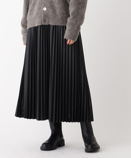 OPAQUE.CLIP（オペークドットクリップ）の「◆シンセティックレザー プリーツスカート（スカート・レディース・ブラック/イエロー/ブラウン系その他・38/36）」の10枚目の写真