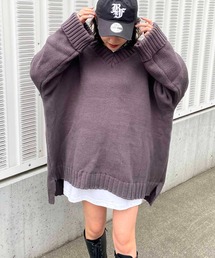 SPIRALGIRL | Vネックオーバーチュニックニット(ニット/セーター)