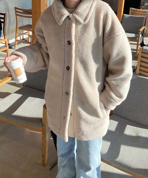 Chillfar（チルファー）の「ボリュームボアコート（ブルゾン・レディース・ベージュ/アイボリー/ダークブラウン・FREE）」の18枚目の写真