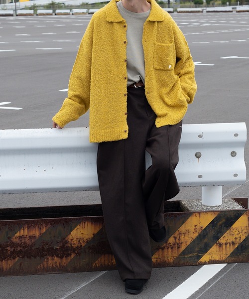 Perushu（ペルーシュ）の「ブークレカラーニットシャツカーディガン（カーディガン/ボレロ・メンズ・ボルドー/イエロー/ブルー・MEDIUM/LARGE）」の10枚目の写真