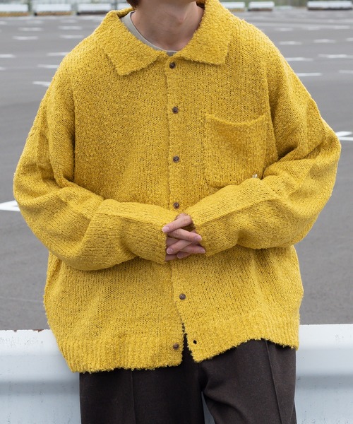 Perushu（ペルーシュ）の「ブークレカラーニットシャツカーディガン（カーディガン/ボレロ・メンズ・ボルドー/イエロー/ブルー・MEDIUM/LARGE）」の14枚目の写真