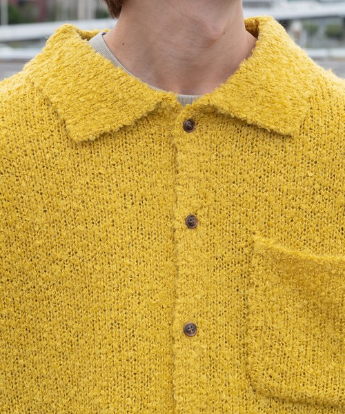 Perushu（ペルーシュ）の「ブークレカラーニットシャツカーディガン（カーディガン/ボレロ・メンズ・ボルドー/イエロー/ブルー・MEDIUM/LARGE）」の19枚目の写真