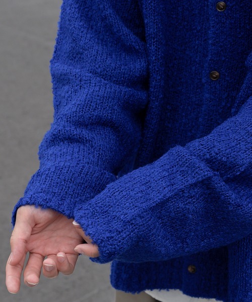 Perushu（ペルーシュ）の「ブークレカラーニットシャツカーディガン（カーディガン/ボレロ・メンズ・ボルドー/イエロー/ブルー・MEDIUM/LARGE）」の7枚目の写真