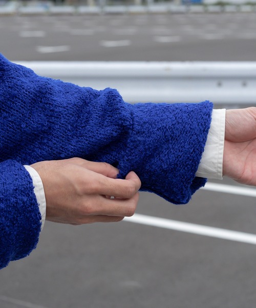 Perushu（ペルーシュ）の「ブークレカラーニットシャツカーディガン（カーディガン/ボレロ・メンズ・ボルドー/イエロー/ブルー・MEDIUM/LARGE）」の8枚目の写真