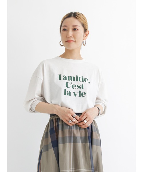 Samansa Mos2 blue（サマンサモスモスブルー）の「アソートロゴロンT（Tシャツ/カットソー・レディース・オフホワイト/ライトベージュ/ブラック・ﾌﾘ-）」の3枚目の写真