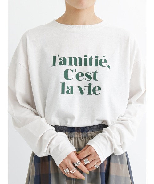 Samansa Mos2 blue（サマンサモスモスブルー）の「アソートロゴロンT（Tシャツ/カットソー・レディース・オフホワイト/ライトベージュ/ブラック・ﾌﾘ-）」の12枚目の写真