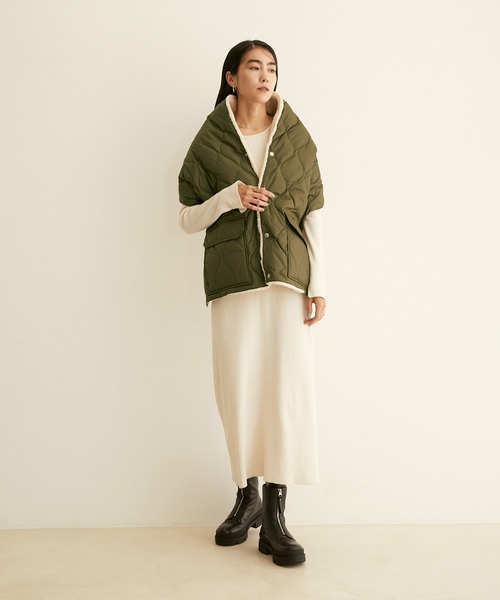 TAION(タイオン)の「【TAION(タイオン)】ミリタリーリバーシブルダウンストール(ストール/ショール・レディース・ブラック/オリーブ・FREE)」の9枚目の写真