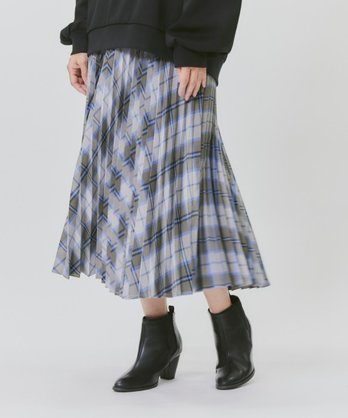 HONEYSUCKLE ROSE（ハニーサックルローズ）の「【HONEYSUCKLE ROSE】チェックプリーツスカート（スカート・レディース・グリーン/イエロー/グレー・L/M）」の2枚目の写真