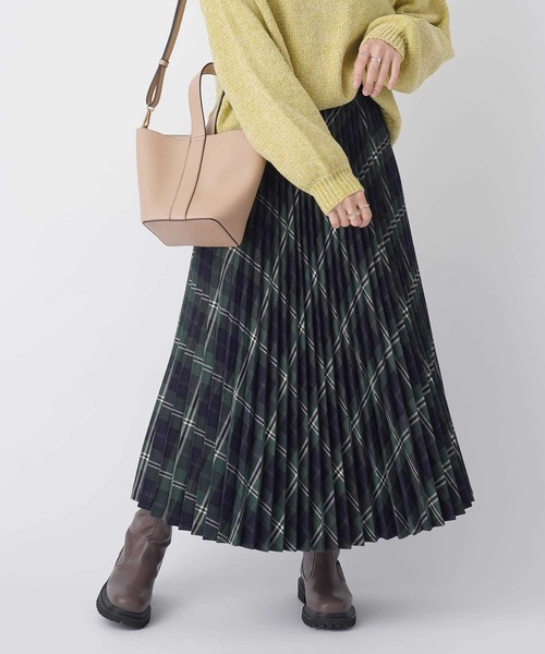 HONEYSUCKLE ROSE（ハニーサックルローズ）の「【HONEYSUCKLE ROSE】チェックプリーツスカート（スカート・レディース・グリーン/イエロー/グレー・L/M）」の3枚目の写真