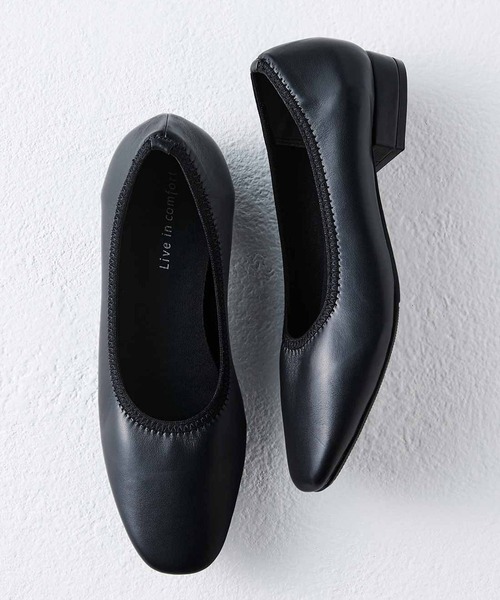 【セール】リブ イン コンフォート やわらかストレッチでらくちん！シルエットがきれいなオケージョンブラックシューズ（パンプス）｜Live in comfort（リブインコンフォート）