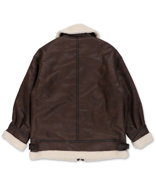 SPINNS（スピンズ）の「ボア切り替えフェイクレザーボンバージャケット（ブルゾン・レディース・ブラウン系その他/ブラック系その他/アイボリー系/ブラウン系その他2/ブラック系その他2/ホワイト系その他2・ONESIZE）」の10枚目の写真