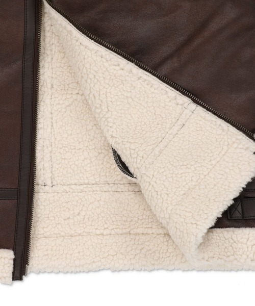 SPINNS（スピンズ）の「ボア切り替えフェイクレザーボンバージャケット（ブルゾン・レディース・ブラウン系その他/ブラック系その他/アイボリー系/ブラウン系その他2/ブラック系その他2/ホワイト系その他2・ONESIZE）」の12枚目の写真