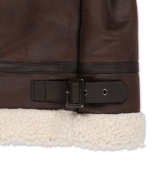 SPINNS（スピンズ）の「ボア切り替えフェイクレザーボンバージャケット（ブルゾン・レディース・ブラウン系その他/ブラック系その他/アイボリー系/ブラウン系その他2/ブラック系その他2/ホワイト系その他2・ONESIZE）」の13枚目の写真