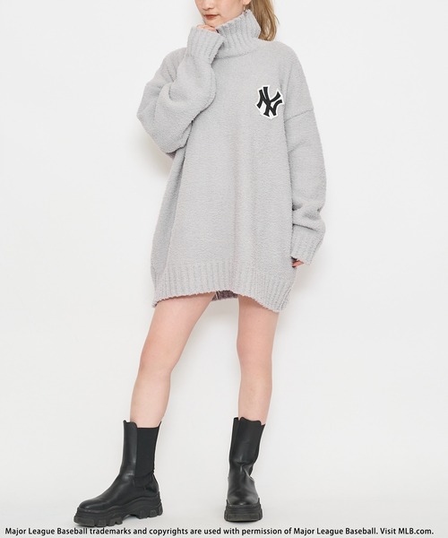 BACK TO THE FIELD（バック トゥー ザ フィールド）の「【MLB】ワッペン刺繍ロゴブークレニットワンピース（ワンピース・レディース・グレー/ブラック/パープル・FREE）」の6枚目の写真