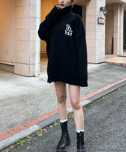 BACK TO THE FIELD（バック トゥー ザ フィールド）の「【MLB】ワッペン刺繍ロゴブークレニットワンピース（ワンピース・レディース・グレー/ブラック/パープル・FREE）」の17枚目の写真