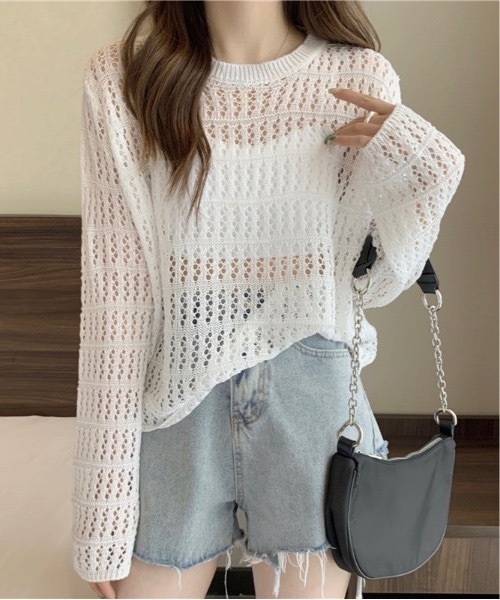 Burner（バーナー）の「【OKUOKU　0909】メッシュ かぎ編み ニット oku-tops-678975481883-159（ニット/セーター・レディース・D/E/A/B/C・FREE）」の2枚目の写真