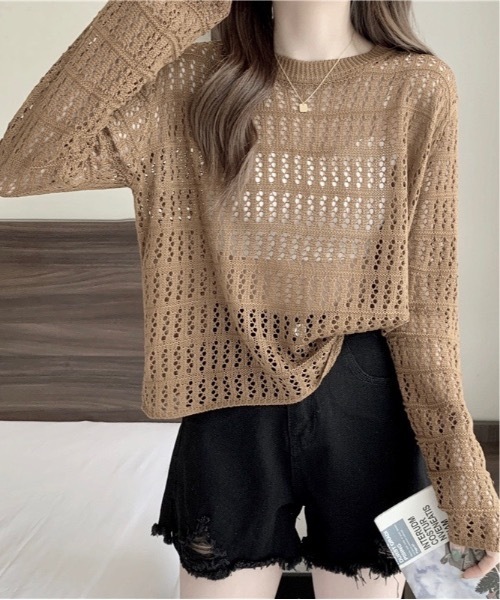 Burner（バーナー）の「【OKUOKU　0909】メッシュ かぎ編み ニット oku-tops-678975481883-159（ニット/セーター・レディース・D/E/A/B/C・FREE）」の3枚目の写真