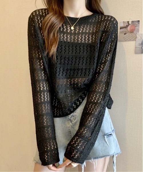 Burner（バーナー）の「【OKUOKU　0909】メッシュ かぎ編み ニット oku-tops-678975481883-159（ニット/セーター・レディース・D/E/A/B/C・FREE）」の4枚目の写真