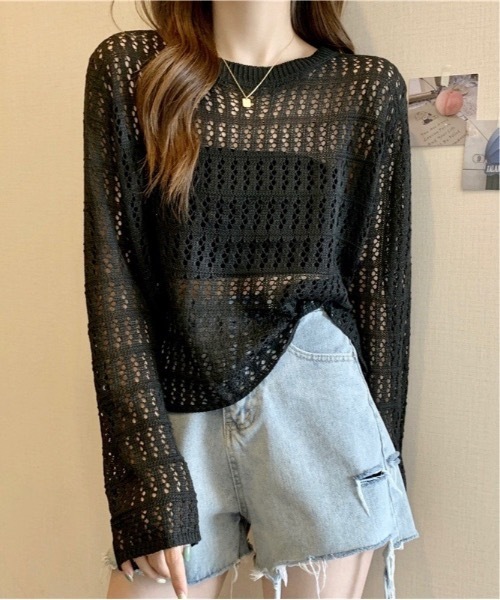 Burner（バーナー）の「【OKUOKU　0909】メッシュ かぎ編み ニット oku-tops-678975481883-159（ニット/セーター・レディース・D/E/A/B/C・FREE）」の8枚目の写真