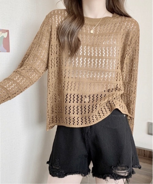 Burner（バーナー）の「【OKUOKU　0909】メッシュ かぎ編み ニット oku-tops-678975481883-159（ニット/セーター・レディース・D/E/A/B/C・FREE）」の10枚目の写真