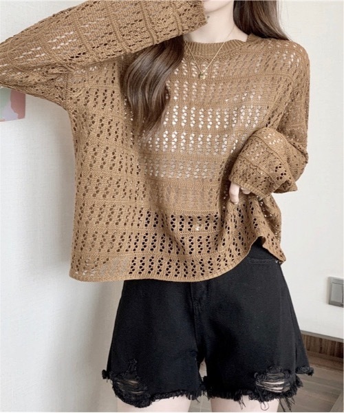 Burner（バーナー）の「【OKUOKU　0909】メッシュ かぎ編み ニット oku-tops-678975481883-159（ニット/セーター・レディース・D/E/A/B/C・FREE）」の12枚目の写真