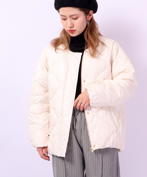 新品未使用 LALIBERTE コート ジャケット レディース 秋コート セール】Laliberte ノーカラーキルトダウンジャケット（ダウン