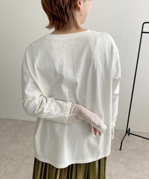 LHELBIE(レルビエ)の「シアー切替ロゴロンT(Tシャツ/カットソー・レディース・ブラック/ライトベージュ/オフホワイト/チャコールグレー・M)」の12枚目の写真