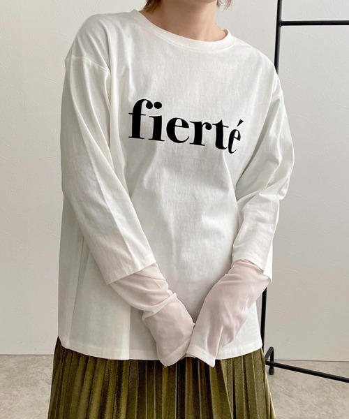 LHELBIE(レルビエ)の「シアー切替ロゴロンT(Tシャツ/カットソー・レディース・ブラック/ライトベージュ/オフホワイト/チャコールグレー・M)」の10枚目の写真