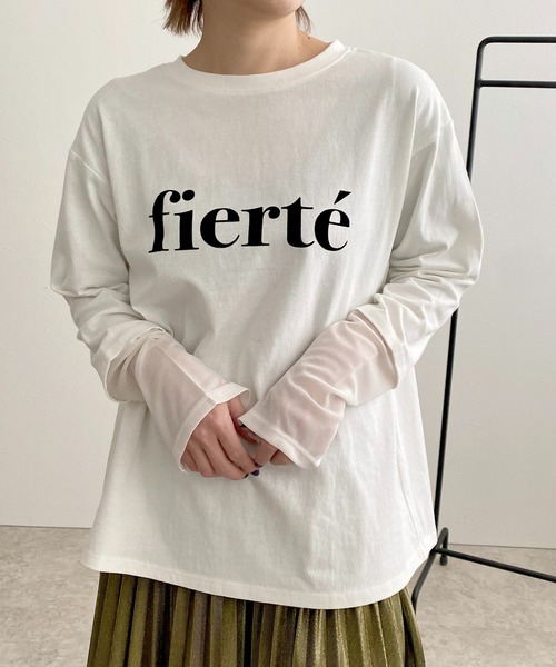 LHELBIE(レルビエ)の「シアー切替ロゴロンT(Tシャツ/カットソー・レディース・ブラック/ライトベージュ/オフホワイト/チャコールグレー・M)」の13枚目の写真