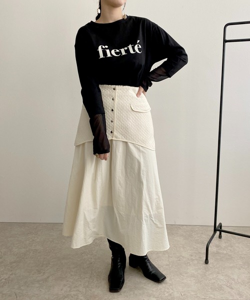 LHELBIE(レルビエ)の「シアー切替ロゴロンT(Tシャツ/カットソー・レディース・ブラック/ライトベージュ/オフホワイト/チャコールグレー・M)」の16枚目の写真
