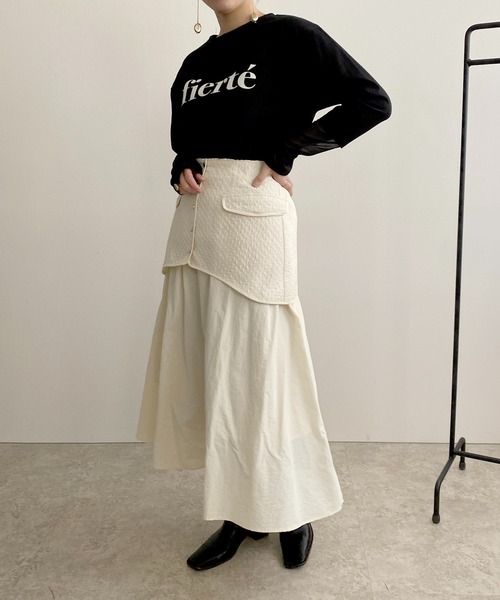 LHELBIE(レルビエ)の「シアー切替ロゴロンT(Tシャツ/カットソー・レディース・ブラック/ライトベージュ/オフホワイト/チャコールグレー・M)」の19枚目の写真