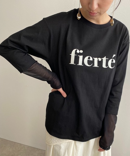 LHELBIE(レルビエ)の「シアー切替ロゴロンT(Tシャツ/カットソー・レディース・ブラック/ライトベージュ/オフホワイト/チャコールグレー・M)」の22枚目の写真