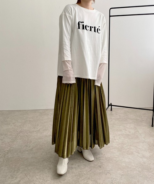 LHELBIE(レルビエ)の「シアー切替ロゴロンT(Tシャツ/カットソー・レディース・ブラック/ライトベージュ/オフホワイト/チャコールグレー・M)」の6枚目の写真