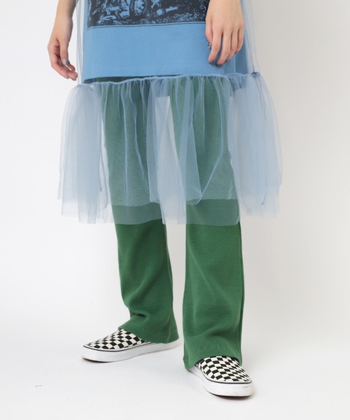 RNA（アールエヌエー）の「R4043 ストレッチワッフルフレアパンツ（その他パンツ・レディース・レオパード/パープル/グリーン/杢グレー/ブラック/レッド/ホワイト×ブラック/ピンク/ライトグリーン/その他/グレー/ブルー・MEDIUM）」の6枚目の写真