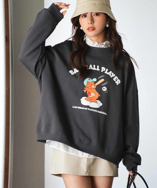SAISON DE PAPILLON（セゾンドパピヨン）の「ビッグシルエットクルーネックトレーナー（スウェット・レディース・チャコール/ブラウン/ベージュ・フリー）」の2枚目の写真