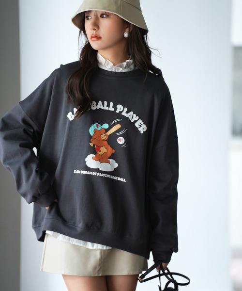 SAISON DE PAPILLON（セゾンドパピヨン）の「ビッグシルエットクルーネックトレーナー（スウェット・レディース・チャコール/ブラウン/ベージュ・フリー）」の7枚目の写真