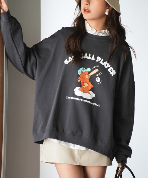 SAISON DE PAPILLON（セゾンドパピヨン）の「ビッグシルエットクルーネックトレーナー（スウェット・レディース・チャコール/ブラウン/ベージュ・フリー）」の8枚目の写真