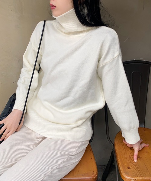 SETUP7（セットアップセブン）の「【SETUP7】タートルネックニット SCCH289（ニット/セーター・レディース・グレー/ブラック/ホワイト/アイボリー/ブルー/ベージュ・FREE）」の2枚目の写真