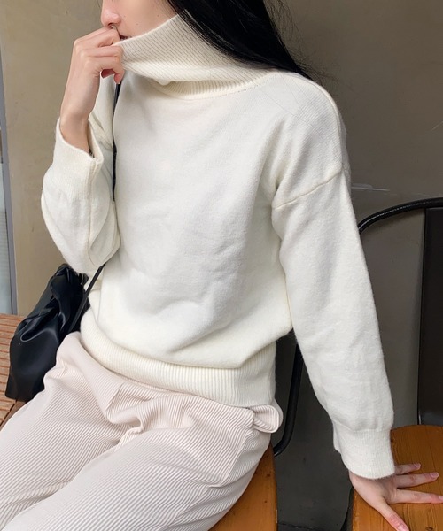SETUP7（セットアップセブン）の「【SETUP7】タートルネックニット SCCH289（ニット/セーター・レディース・グレー/ブラック/ホワイト/アイボリー/ブルー/ベージュ・FREE）」の19枚目の写真