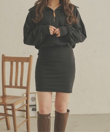 ハーフジップスウェットミニワンピース/【WEB/EC限定商品】