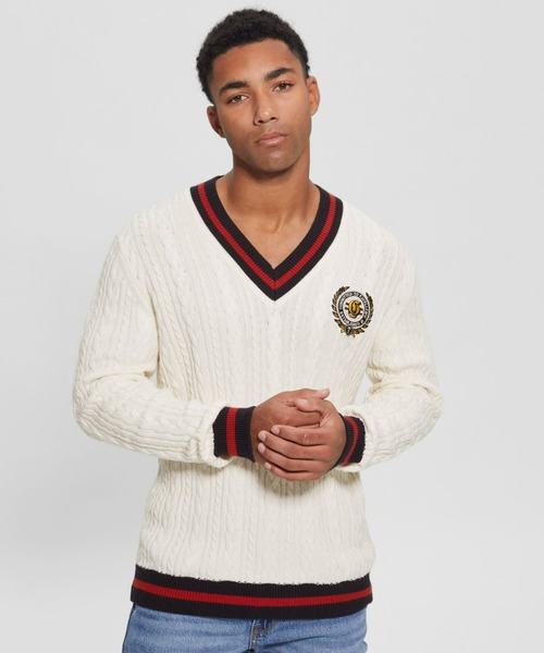 Guess（ゲス）の「Roderic Patch Rowing Cable Sweater（ニット/セーター・メンズ・ホワイト・MEDIUM/X-LARGE/LARGE/SMALL）」の2枚目の写真