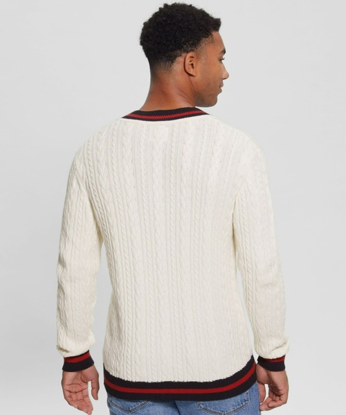 Guess（ゲス）の「Roderic Patch Rowing Cable Sweater（ニット/セーター・メンズ・ホワイト・MEDIUM/X-LARGE/LARGE/SMALL）」の3枚目の写真