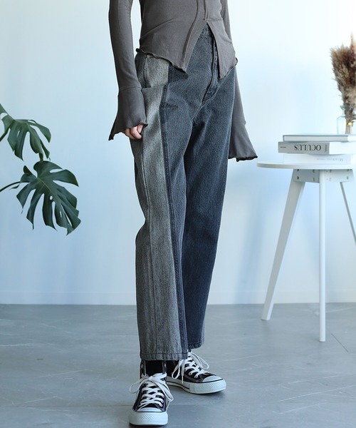 aimoha(アイモハ)の「【aimoha】オリジナル リメイク感 リバースデザインストレートジーンズ (LV)(デニムパンツ・レディース・インディゴブルー/ブラック/ブルー・SMALL/MEDIUM/LARGE/X-LARGE)」の21枚目の写真