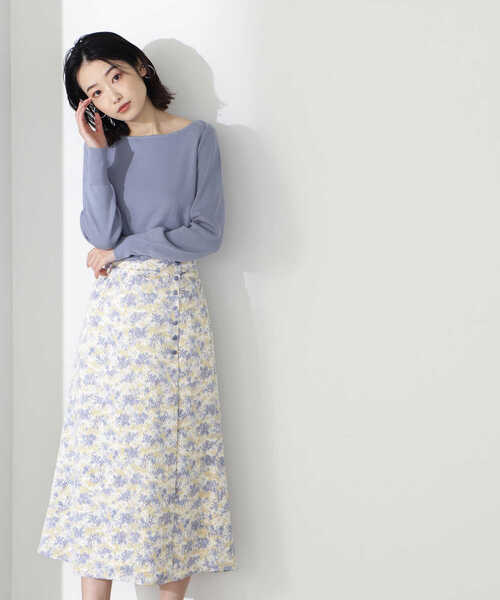 NATURAL BEAUTY BASIC（ナチュラルビューティーベーシック）の「＜総針ベーシックニット＞ボートネック（ニット/セーター・レディース・ブルー/グレイッシュベージュ/イエロー/オフホワイト・FREE）」の22枚目の写真