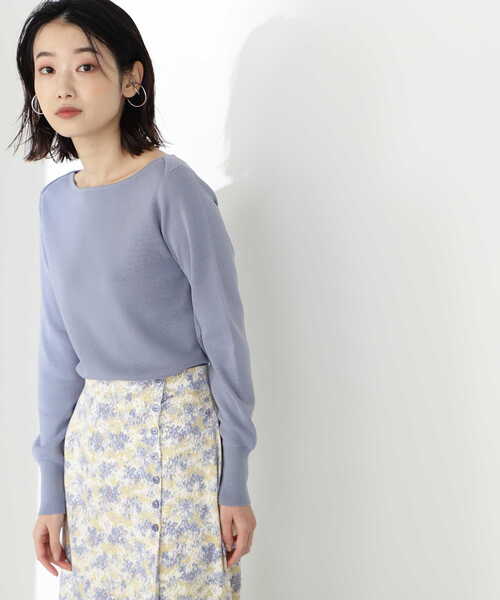 NATURAL BEAUTY BASIC（ナチュラルビューティーベーシック）の「＜総針ベーシックニット＞ボートネック（ニット/セーター・レディース・ブルー/グレイッシュベージュ/イエロー/オフホワイト・FREE）」の21枚目の写真